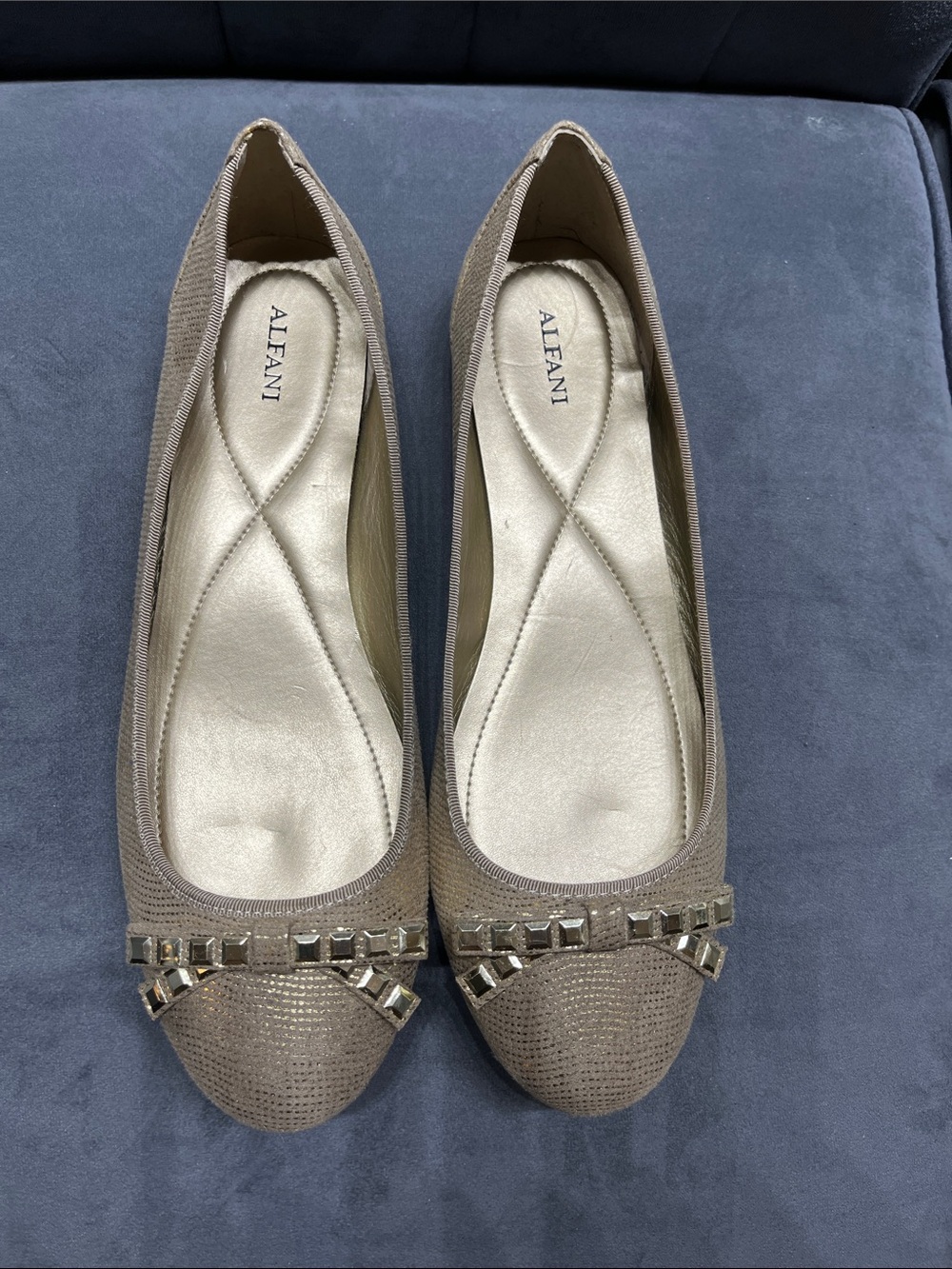 Alfani Taupe Studded Ballet Flats